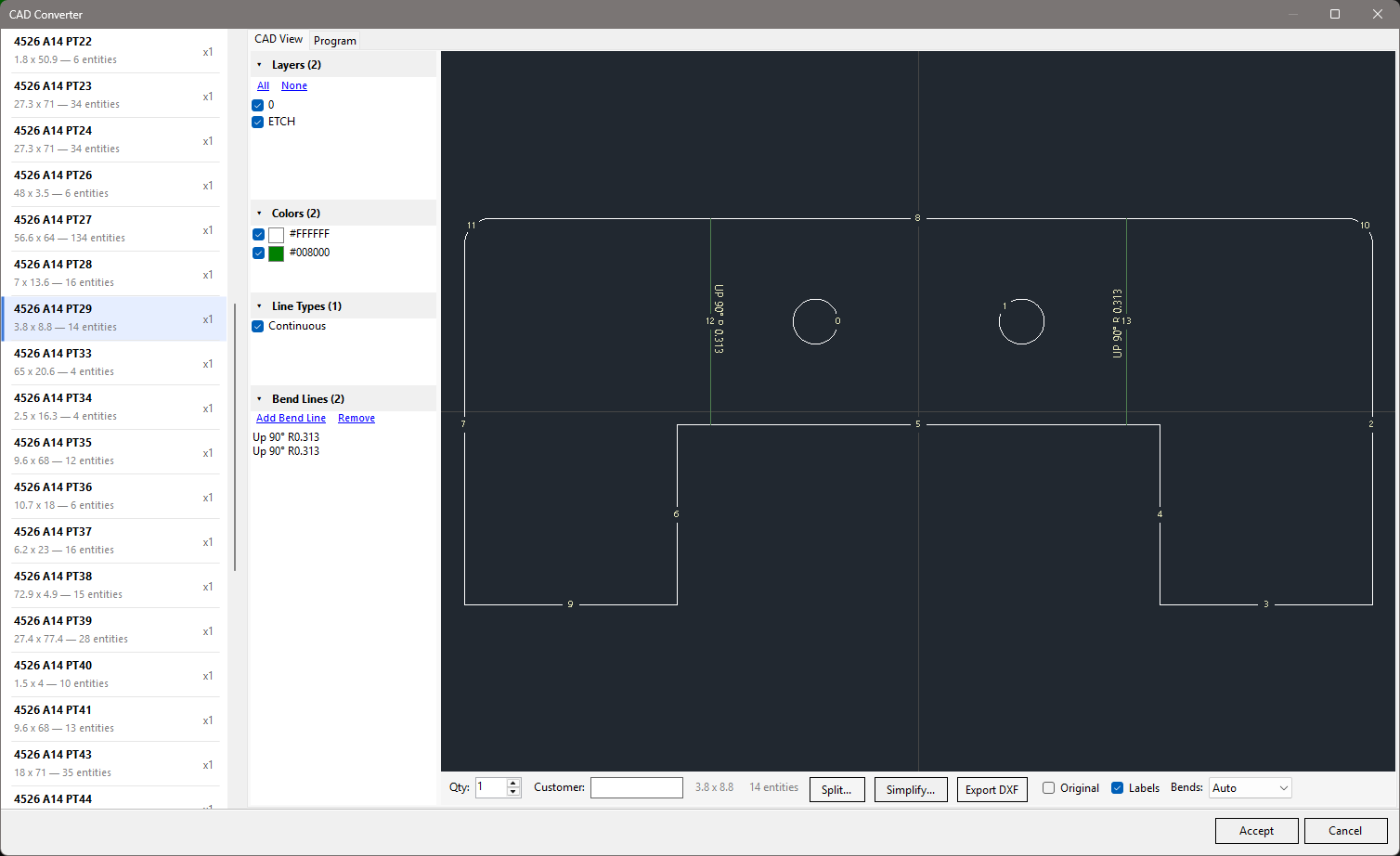 CAD Converter — layer, color, and linetype filtering